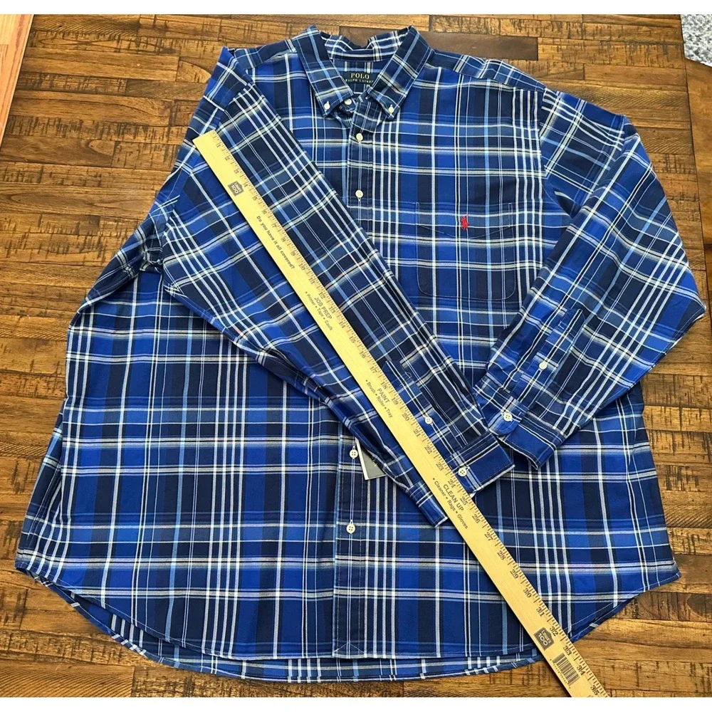 NWT $138 Polo Ralph Lauren Mens 3XB Pony Plaid‎ Oxford Button Down Shirt Big